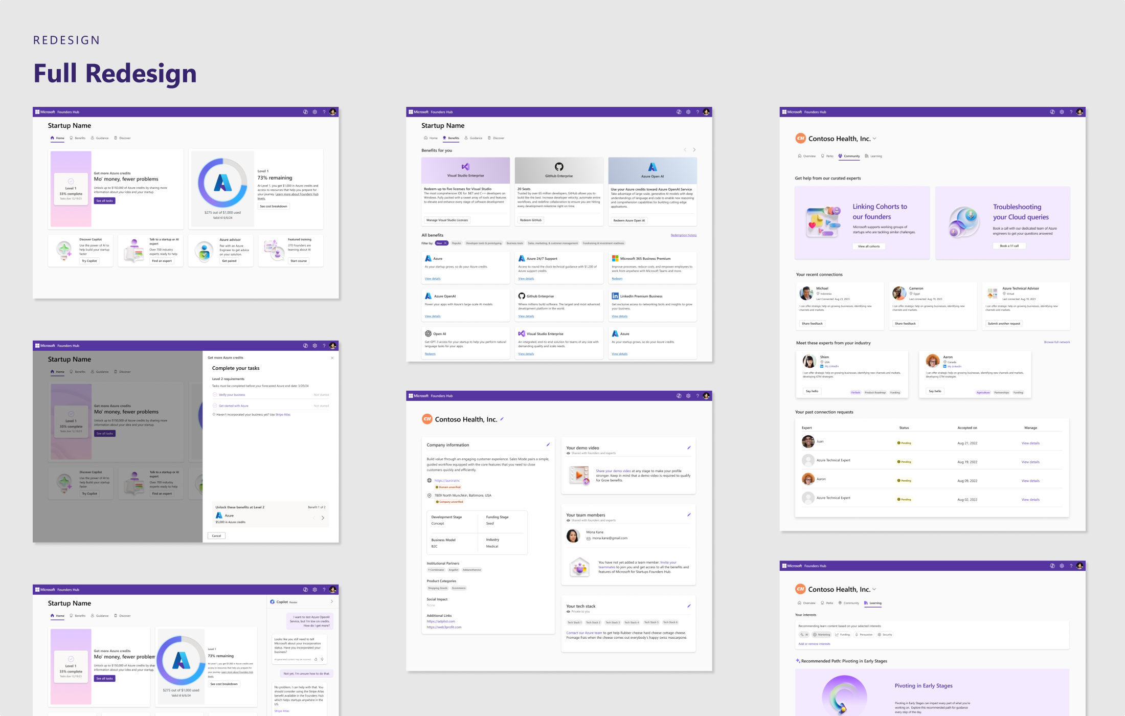 Redesigned Founders Hub interface with streamlined navigation